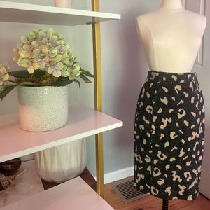 Anthropology animal print midi skirt